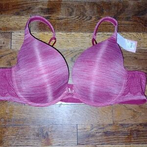 Cacique Vibrant Pink Women's Bra Boost Plunge Nwt 44B